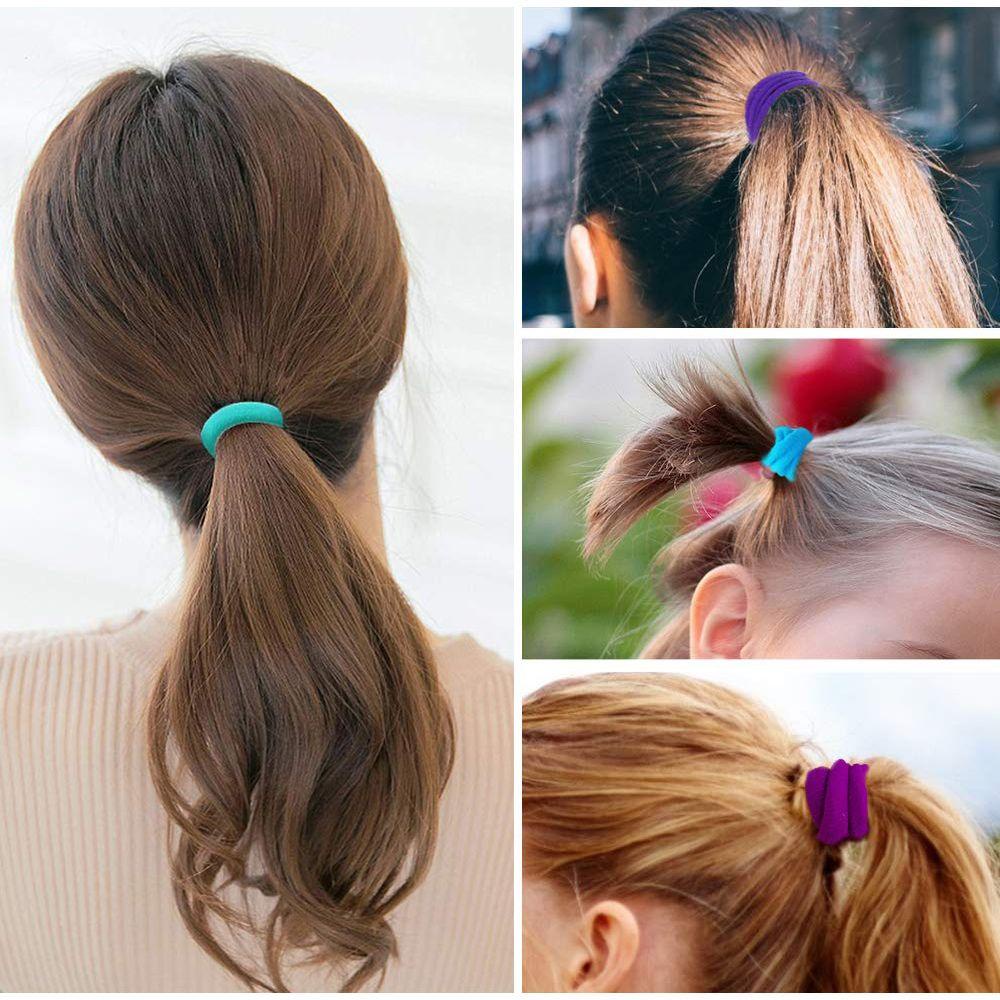 Set 50 Dây Cột Tóc Co Giãn Không Phai Màu Cho Nữ