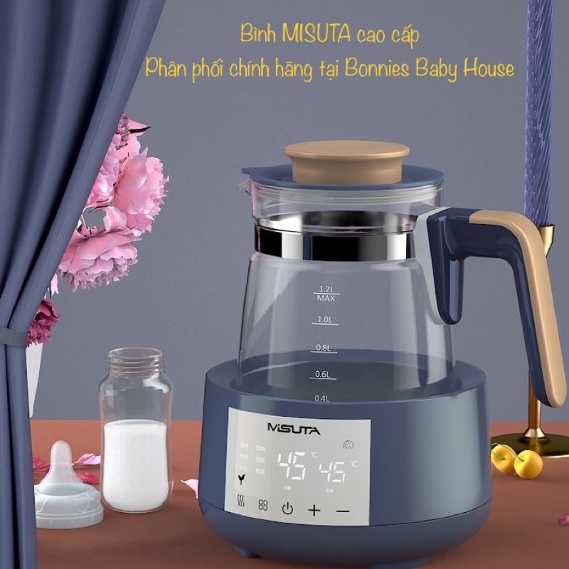 Bình đun nước pha sữa - Máy đun nước pha sữa Misuta 1,2l mẫu mới nhất + TẶNG KÈM JACK CẮM CHUYỂN ĐỔI
