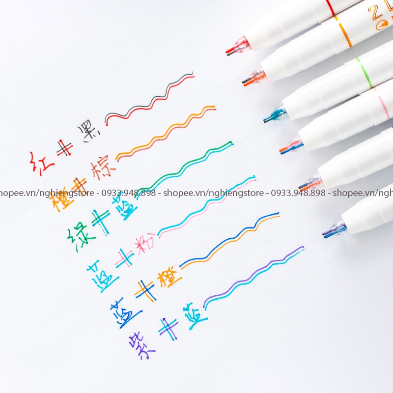 BÚT HAI NGÒI LÔNG KIM - 2 LINES PEN ĐỦ MÀU