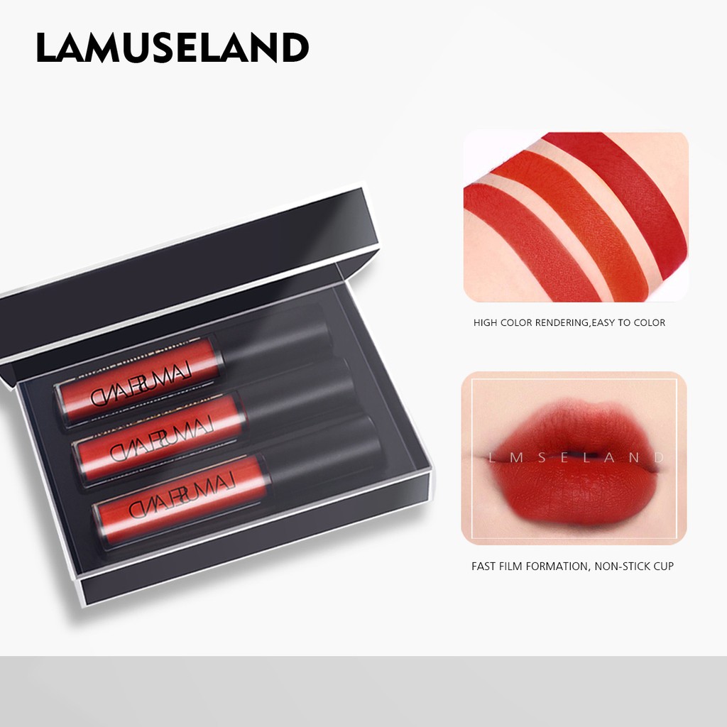 Set 3 cây son LAMUSELAND LA03 gồm 12 màu tùy chọn 12g