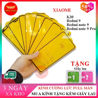 Kính cường lực Xiaomi redmi note 9, note 9 pro, note 10 pro, Poco X3, Mi 10T redmi 9, xiaomi K30 Full màn +Tặng giấy lau