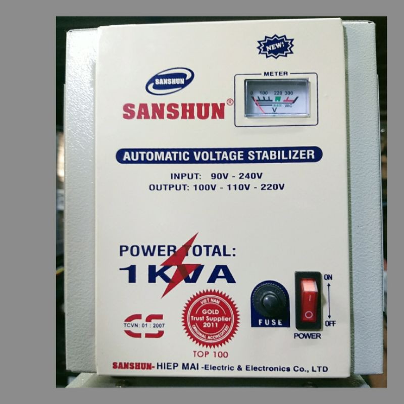 Ổn Áp SANSHUN  1KVA dãi 90V bảo hành 3 năm