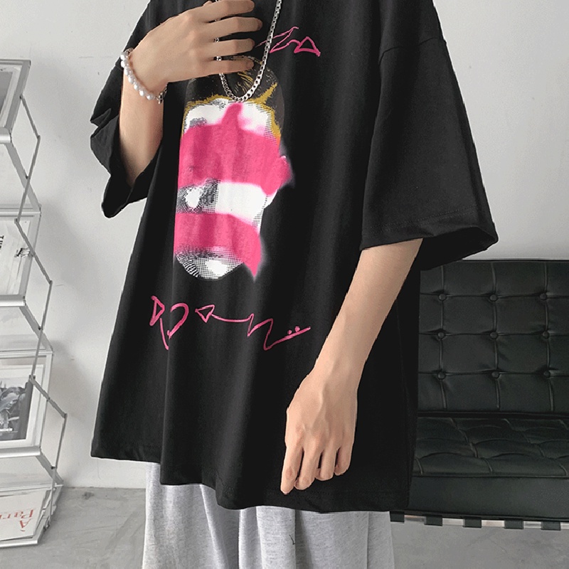 Áo Thun Dáng Rộng In Họa Tiết Hoạt Hình Phong Cách Nhật Bản Thời Trang Mùa Hè Cho Nam Và Nữ size M-8XL