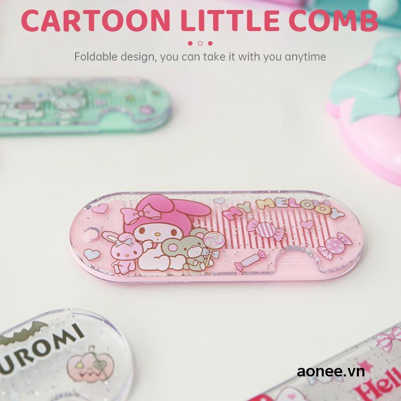 ✨✨ Sanrio Lược Nhựa Gấp Gọn Họa Tiết Hoạt Hình Kuromi Melody Cinnamoroll Kitty Đáng Yêu