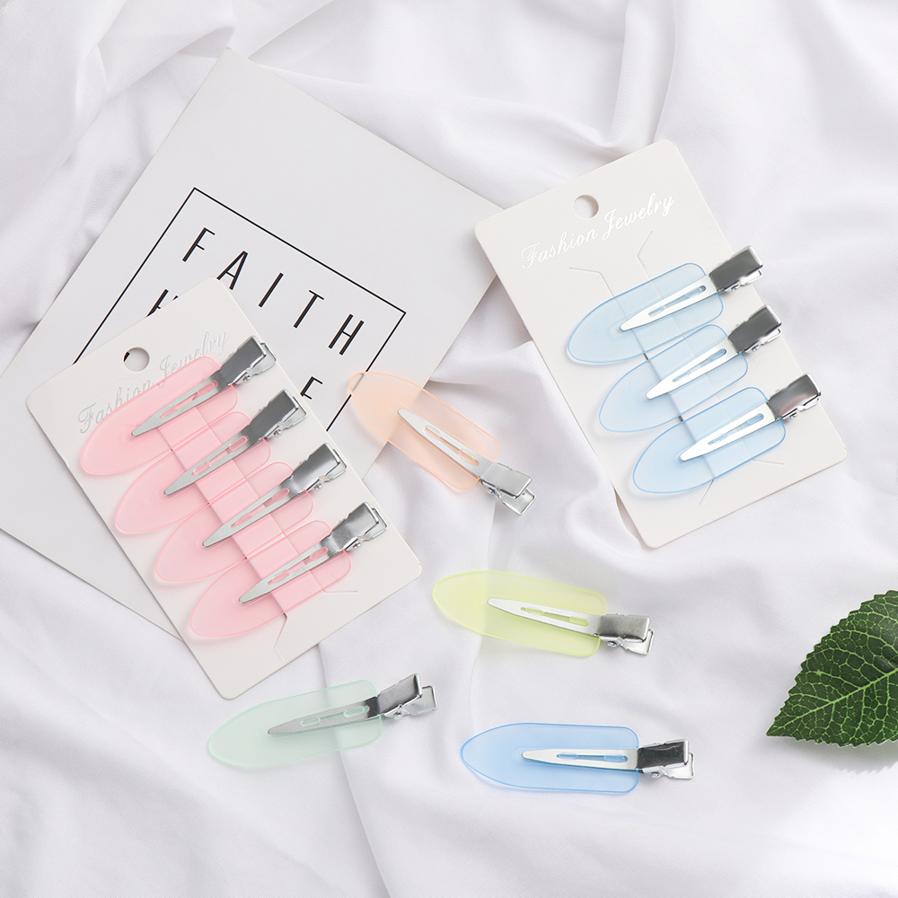 (Hàng Mới Về) Set 4 Kẹp Tóc Trong Suốt Tạo Kiểu Tóc Thời Trang Không Gây Dị Ứng Nhiều Màu Sắc