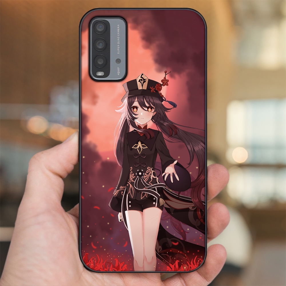 Ốp lưng Xiaomi Redmi 9T viền đen in hình Hutao Genshin Impact