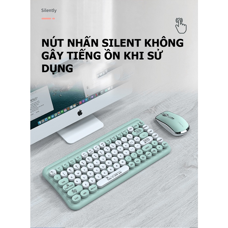 Bộ bàn phím mini 85 phím nút tròn và chuột không dây LANGTU LT700 dùng cho văn phòng - NK