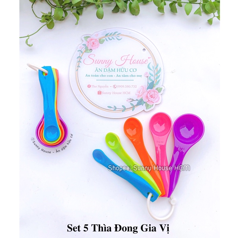 Set 5 Thìa Đong Gia Vị Màu Sắc Xinh Yêu