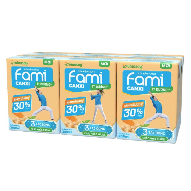 Thùng 36 hộp x 200ml Sữa Đậu Nành Fami Canxi Ít Đường (Shop bán giá trần không kèm khuyến mãi)