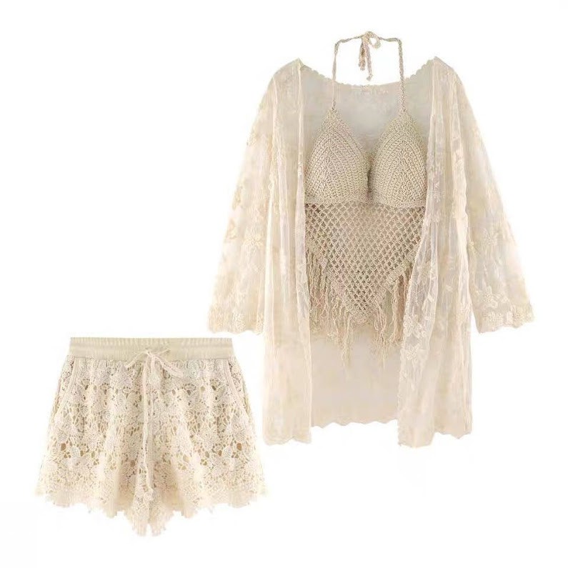 (Hàng Nhập) 3 MÓN SET Bikini len móc đi biển #HH1375 Quảng Châu