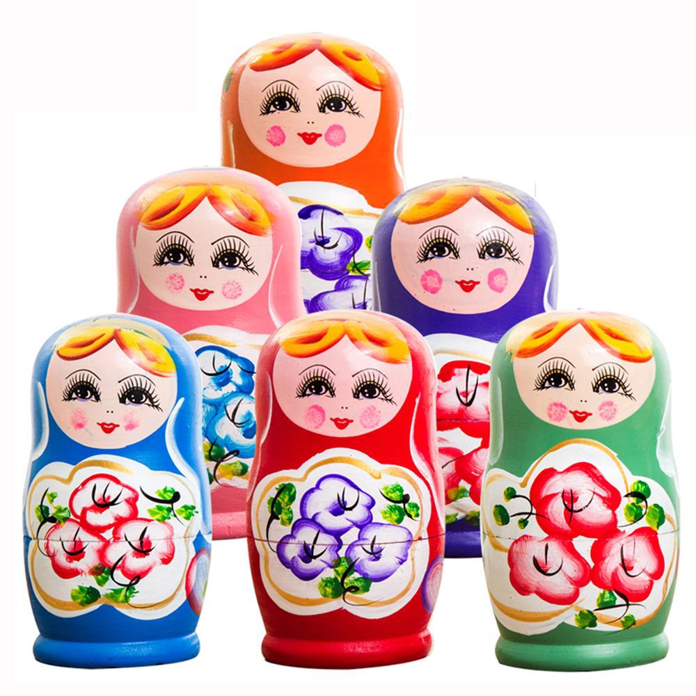 Set 5 mô hình đồ chơi búp bê Nga Matryoshka bằng gỗ từ nhỏ đến lớn có thể lồng vào nhau