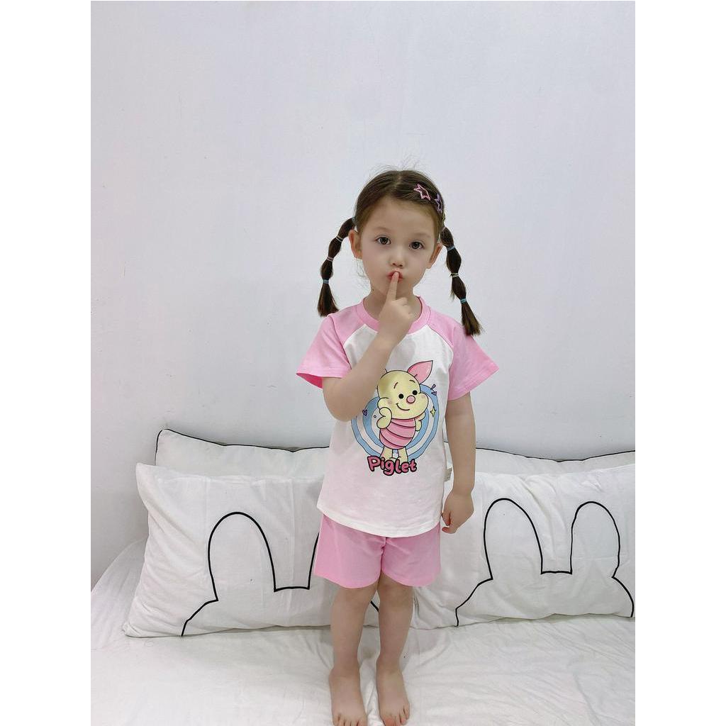 Set Áo Thun Tay Ngắn &amp; Quần Short Hoạt Hình Cho Bé Trai &amp; Gái