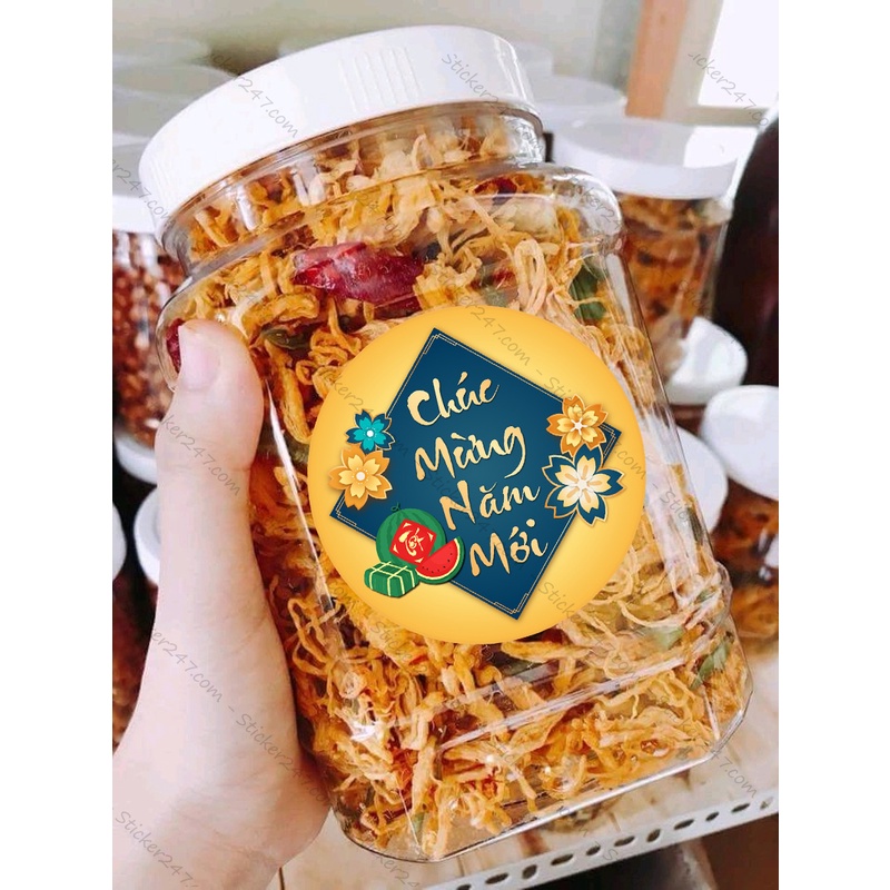 Tem Tết Decal Dán Chúc Mừng Năm Mới - Dưa Hấu Bánh Chưng Sang Trọng 𝑭𝒓𝒆𝒆𝒔𝒉𝒊𝒑 Decal chống nước, dùng trang trí Tết