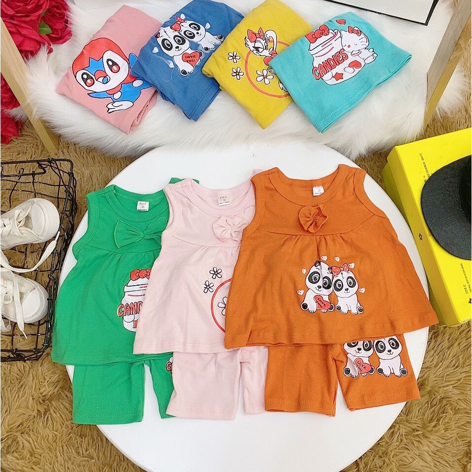 [SALE SỐC] Bộ ba lỗ cotton bé gái in hình nhiều màu