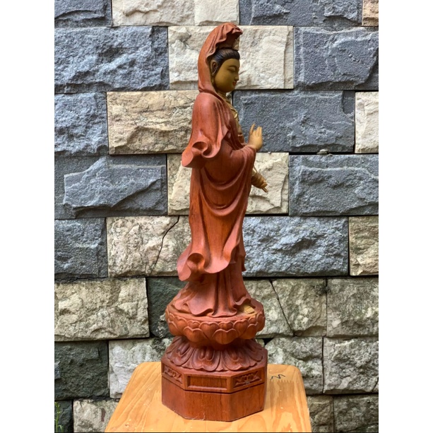 Tượng phật bà quan âm đứng gỗ hương cao 50cm