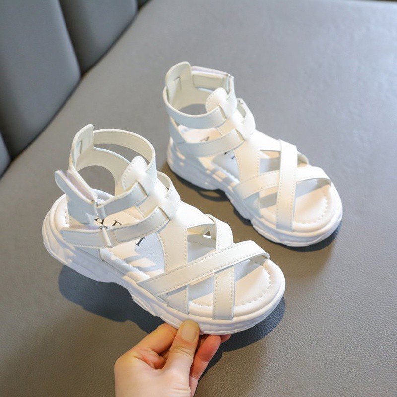 Giày sandal bằng da đế thấp thời trang hè cho bé gái 3-18 tuổi