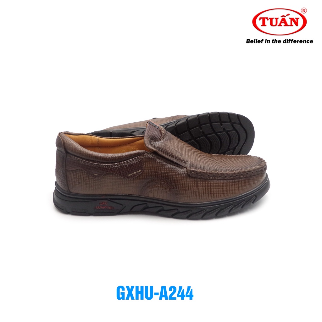 Giày da nam giày mọi cao cấp quai da nhập khẩu đế cao su thương hiệu Tuấn GXHU-244
