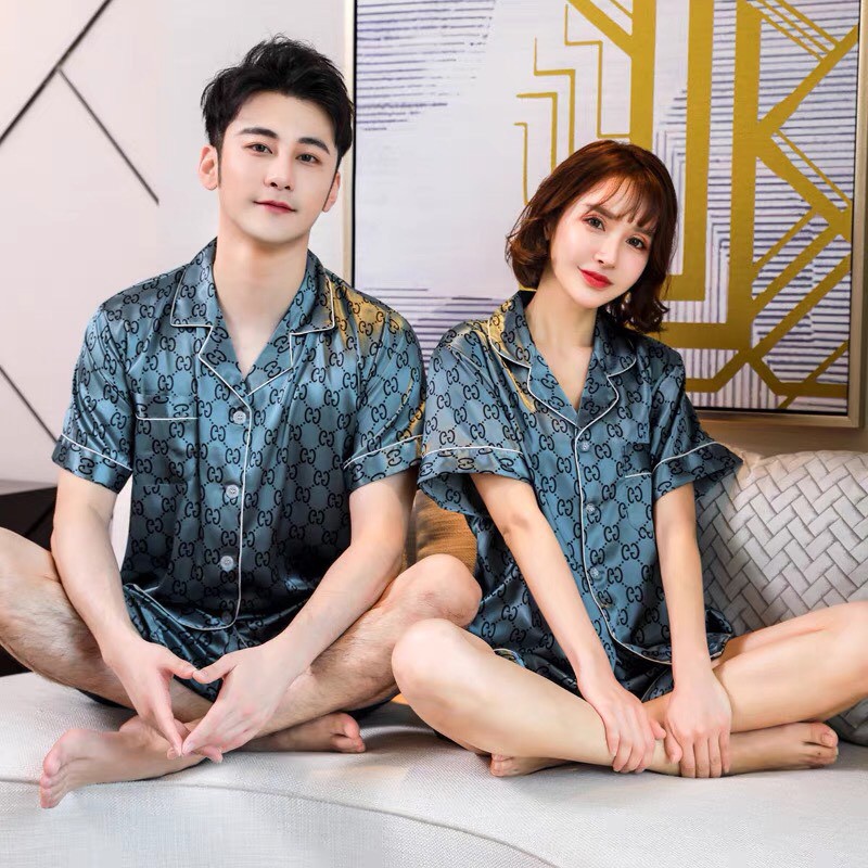 Đồ bộ mặc nhà cộc cho nam và nữ mặc couple - Bộ Pijama chất lụa siêu mát