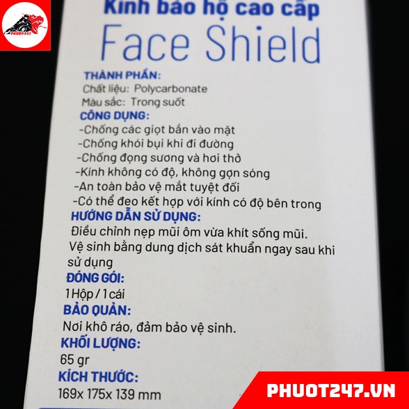 Kính bảo hộ Face Shield Asia MEDIC phòng chống dịch,giọt bắn, chống mưa bụi khi đi xe máy