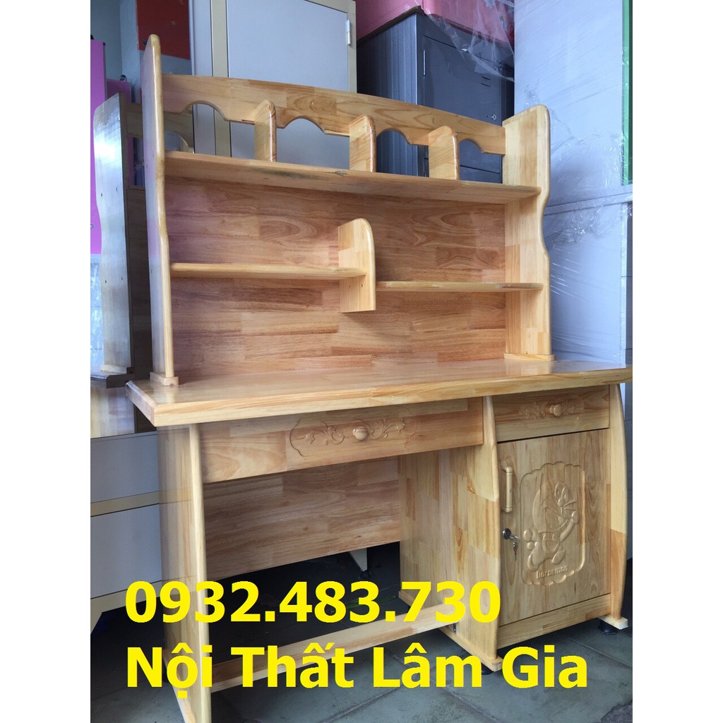 Bàn học sinh có kệ sách gỗ cao cấp dày dặn 1m2 cao 145 _BGN12V