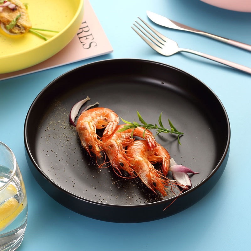 Đĩa sứ màu pastel , Đĩa sứ sâu lòng tròn trơn Size 21 cm