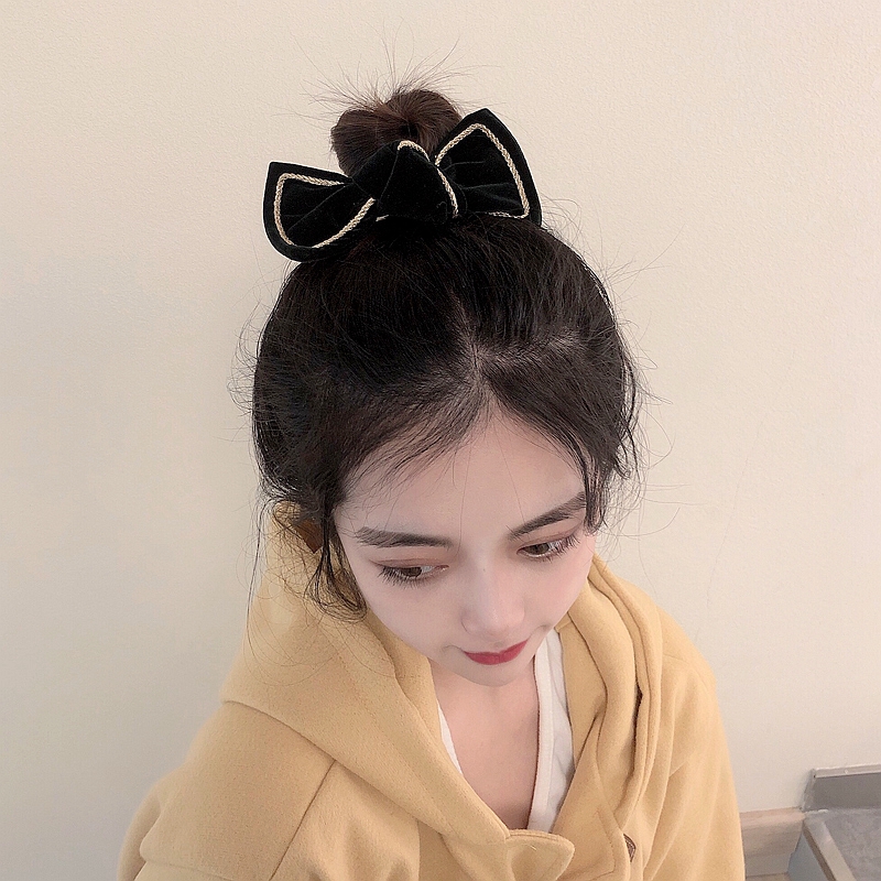 Kẹp Tóc Nơ Nhung Đen Phong Cách Retro