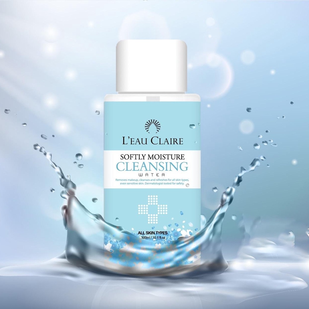 Nước tẩy trang làm sạch sâu an toàn dịu nhẹ lành tính cho da L'eau Claire Softly Moisture Cleansing Water 300ml
