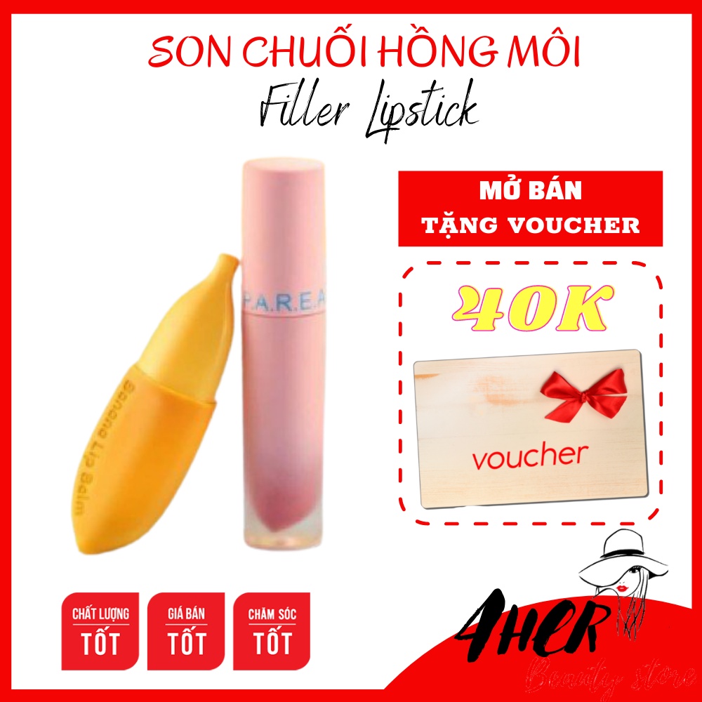 Son chuối Filler lipstick hồng môi, Son Filler Lipstick collagen banana