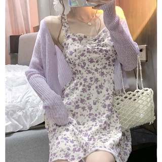 Set váy và áo len màu tím mộng mơ hot trend (có sẵn )