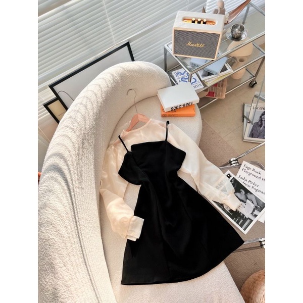 SET ÁO VOAN TƠ CỔ TRÒN + YẾM 2S ĐEN