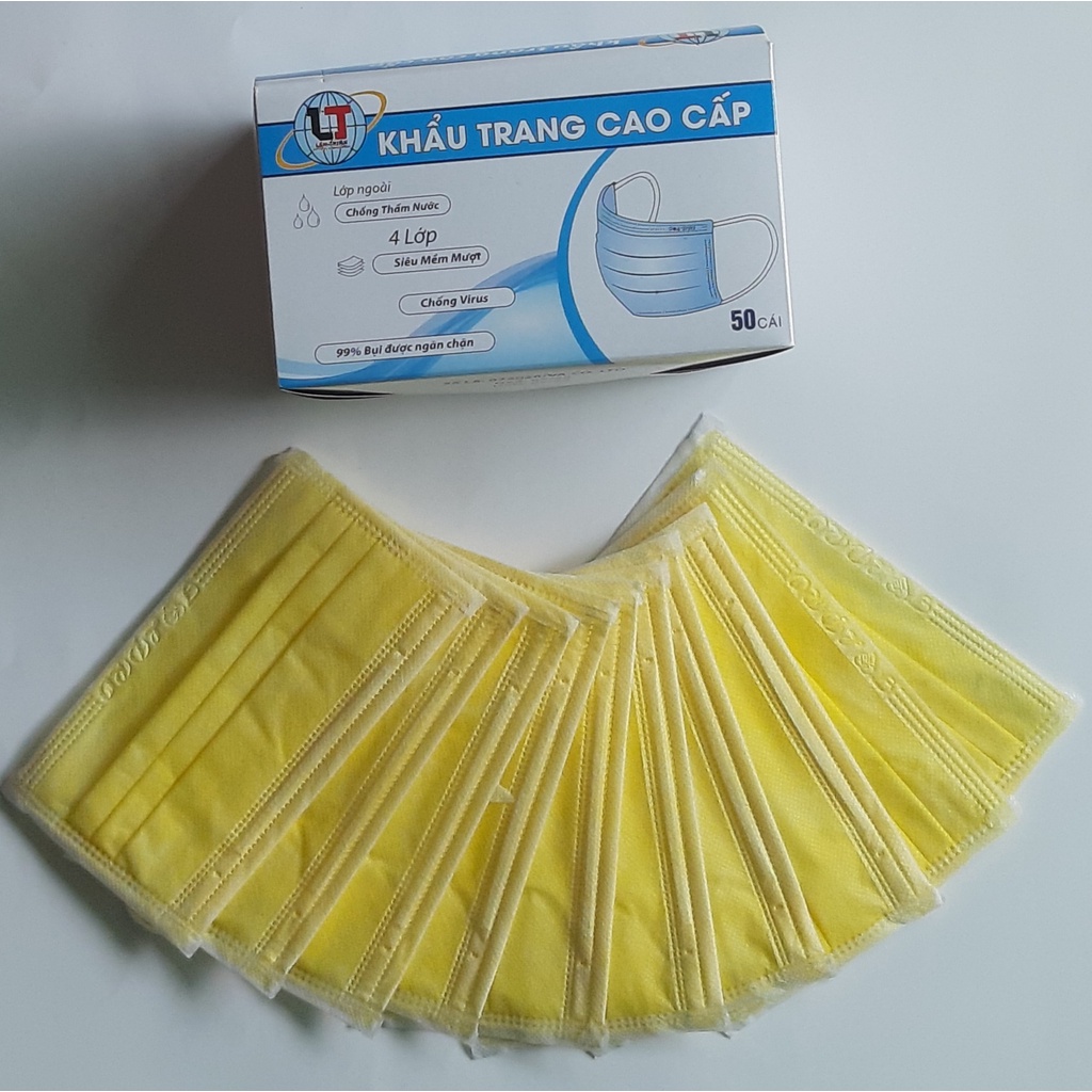 [100 cái ] 2 Hộp Khẩu trang y tế 4 lớp kháng khuẩn, chống thấm nước ngăn ngừa bụi - Màu xanh