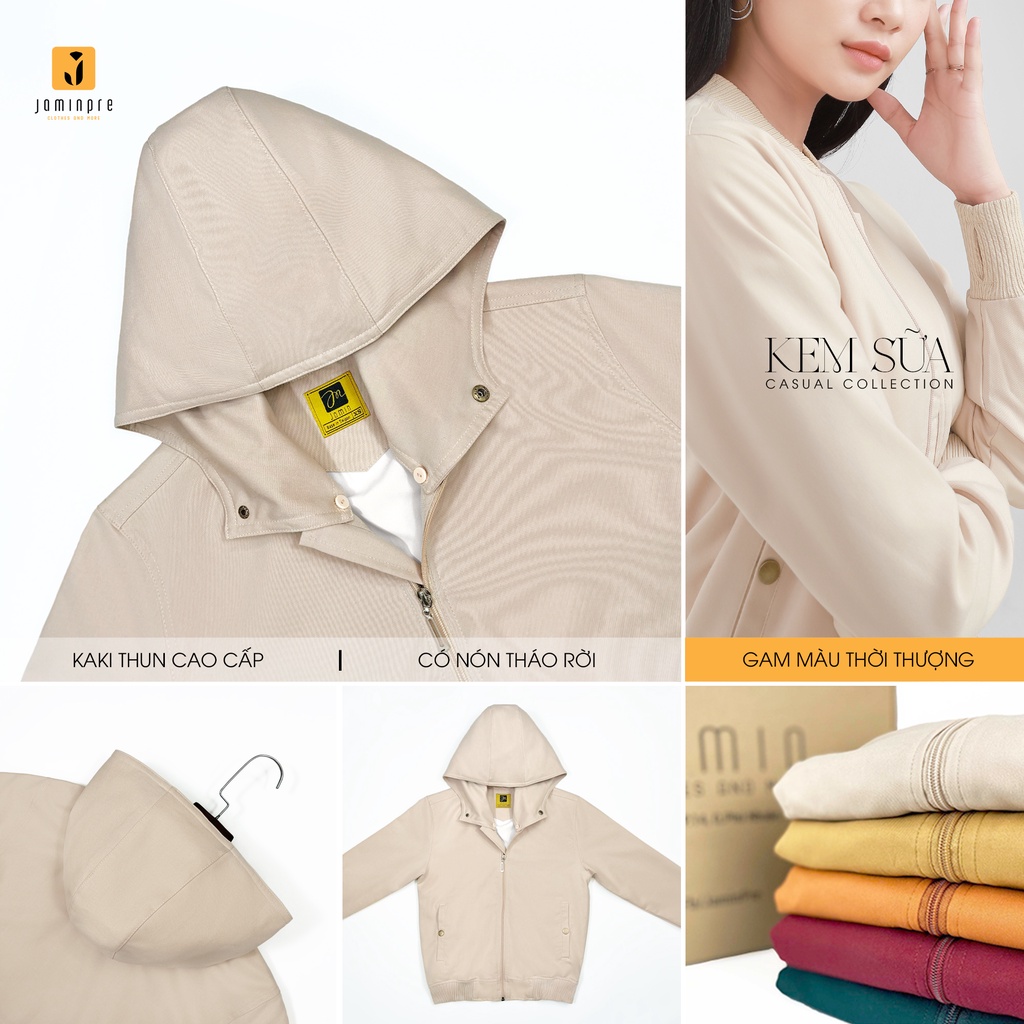 Jamin Premium - Áo Khoác Cao Cấp Có nón, áo khoác cặp, chất kaki thun không xổ lông 2 Lớp,chống nắng, chống tia UV JBC13