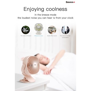 Quạt tích điện mini kẹp bàn đa năng có đèn Baseus chính hãng bảo hành 12 tháng