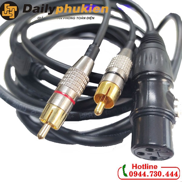 Cáp chuyển jack canon cái sang 2 đầu hoa sen dài 3m