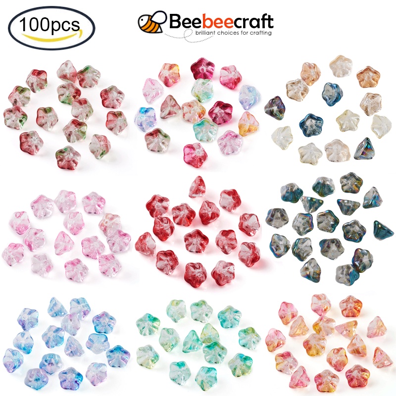 Set 100 Hạt Nhựa Mạ Điện 8.5x8x5.5mm 1mm Chuyên Dụng Làm Trang Sức