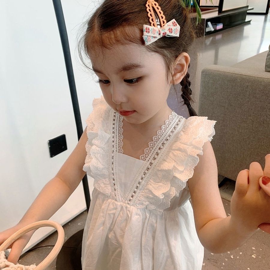 Đầm Công Chúa Sát Nách Chất Liệu Cotton Màu Trắng Cho Bé Gái