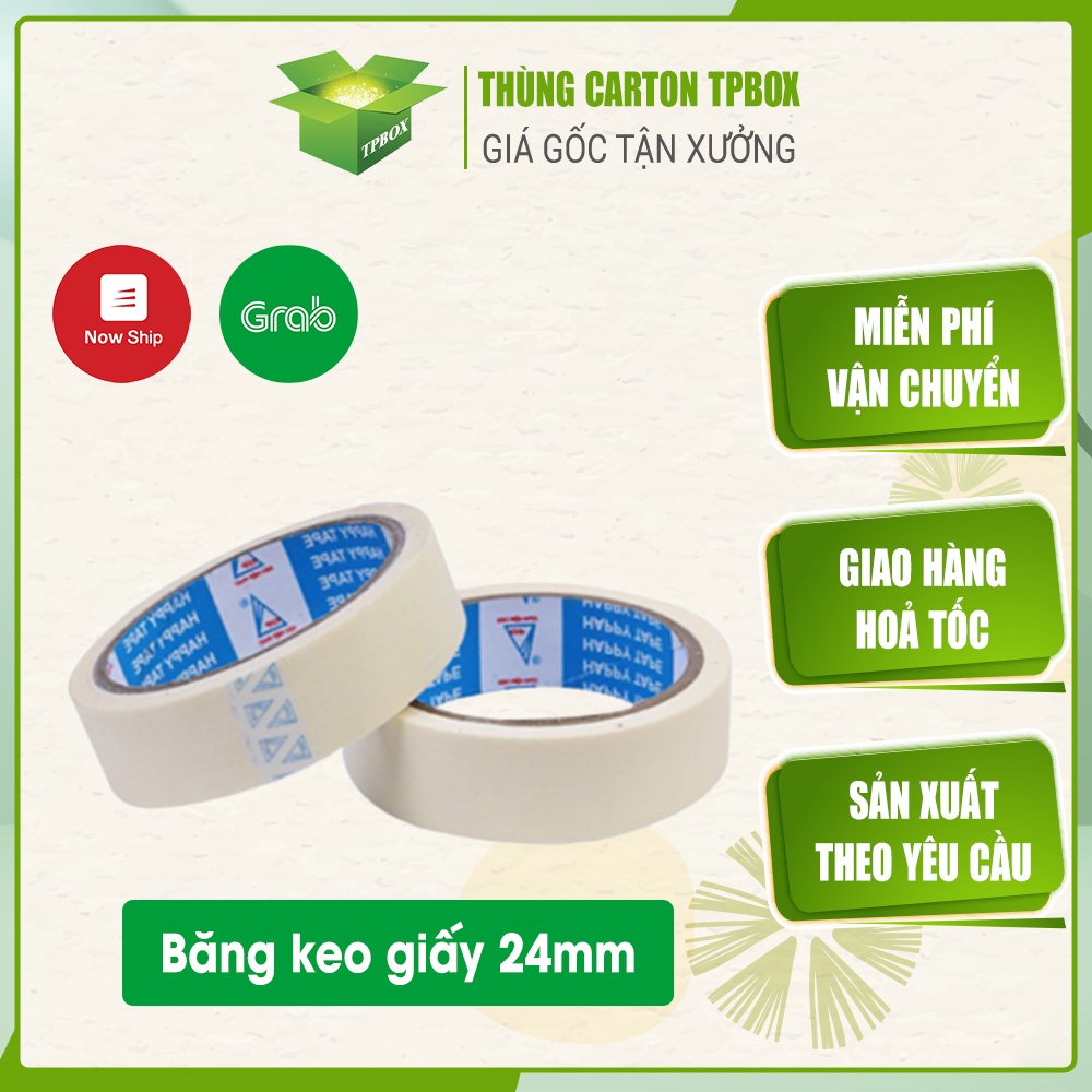 BĂNG KEO GIẤY 24MM (1 CUỘN) Băng dính dán thùng