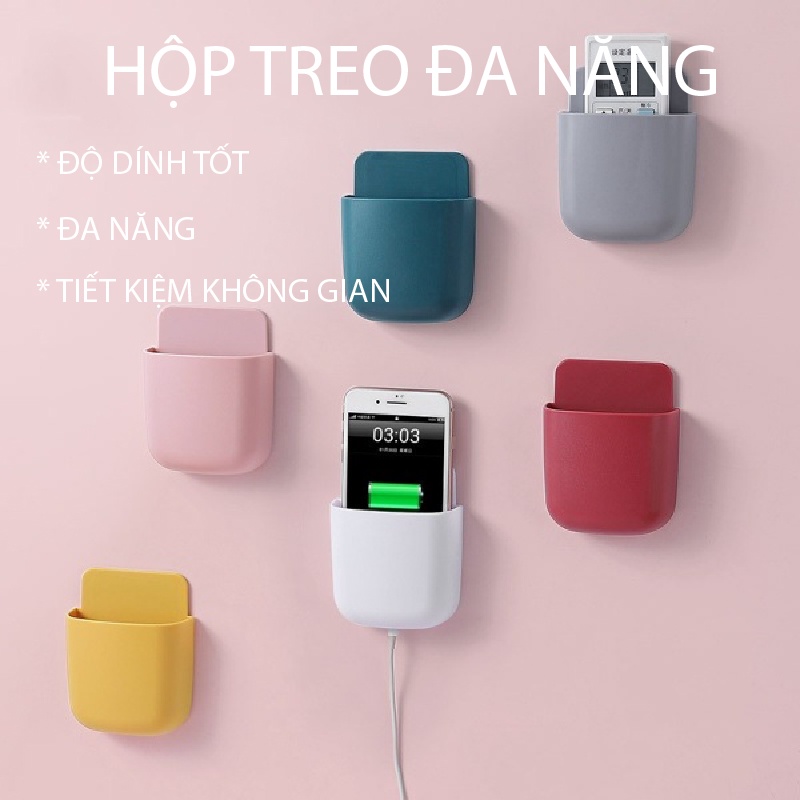 Hộp Treo Sạc Điện Thoại, Kệ Treo Remote, Đồ Dùng Dán Tường Đa Năng Tiện Lợi Giúp Không Gian Gọn Gàng