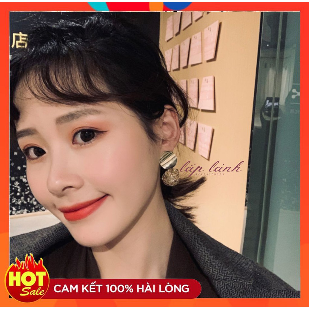 [Có sẵn] BÔNG TAI/ KHUYÊN TAI TRÒN HẠT NGỌC PHỐI LƯỚI PHONG CÁCH SANG CHẢNH BT33