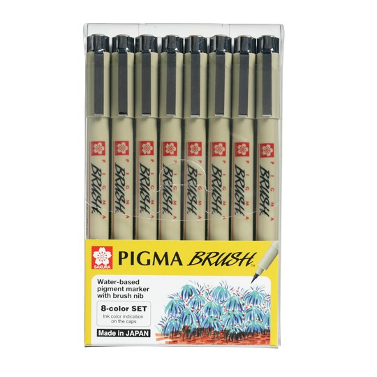 Line màu Micron Sakura đầu 01, 005, 05, Brush BR, dạ kim PN set 8 cây đủ màu có kháng nước bút đi viền nét chuyên nghiệp
