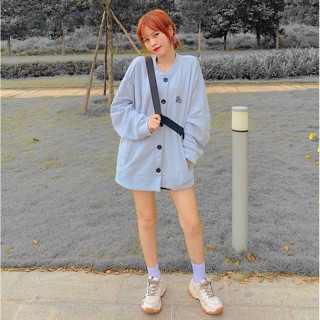 Áo Khoác Cadigan Nỉ Form Rộng Bomber THUÊ CÚN  Ulzzang Uniex GIARE77