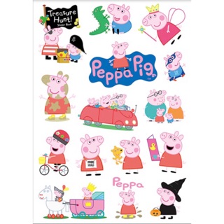 Sticker dán vali laptop keo xe heo Peppa
