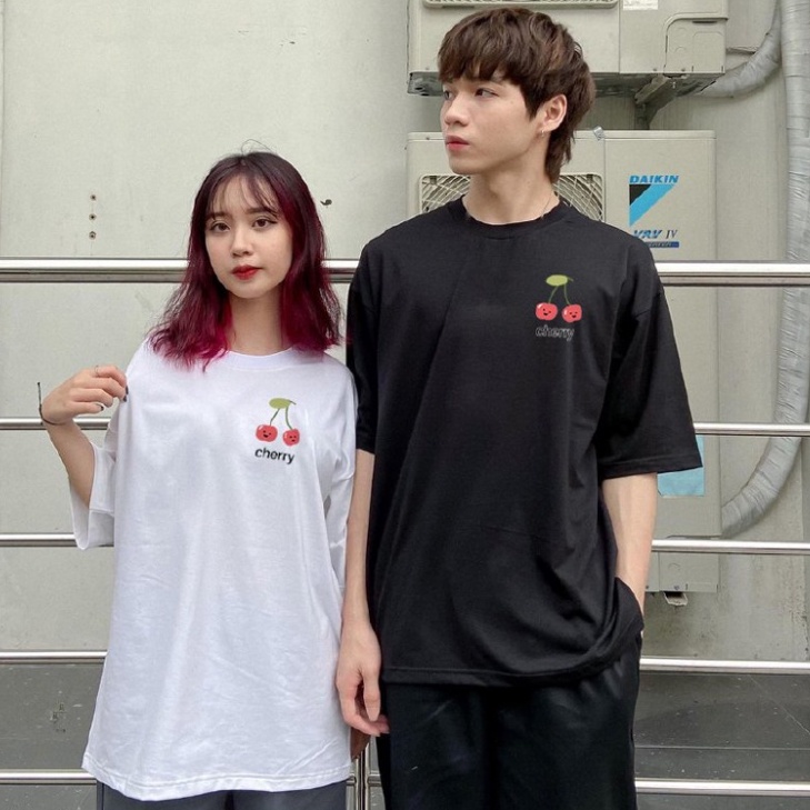 Áo Thun Đôi Tay Lỡ Unisex In Logo Cherry DLX