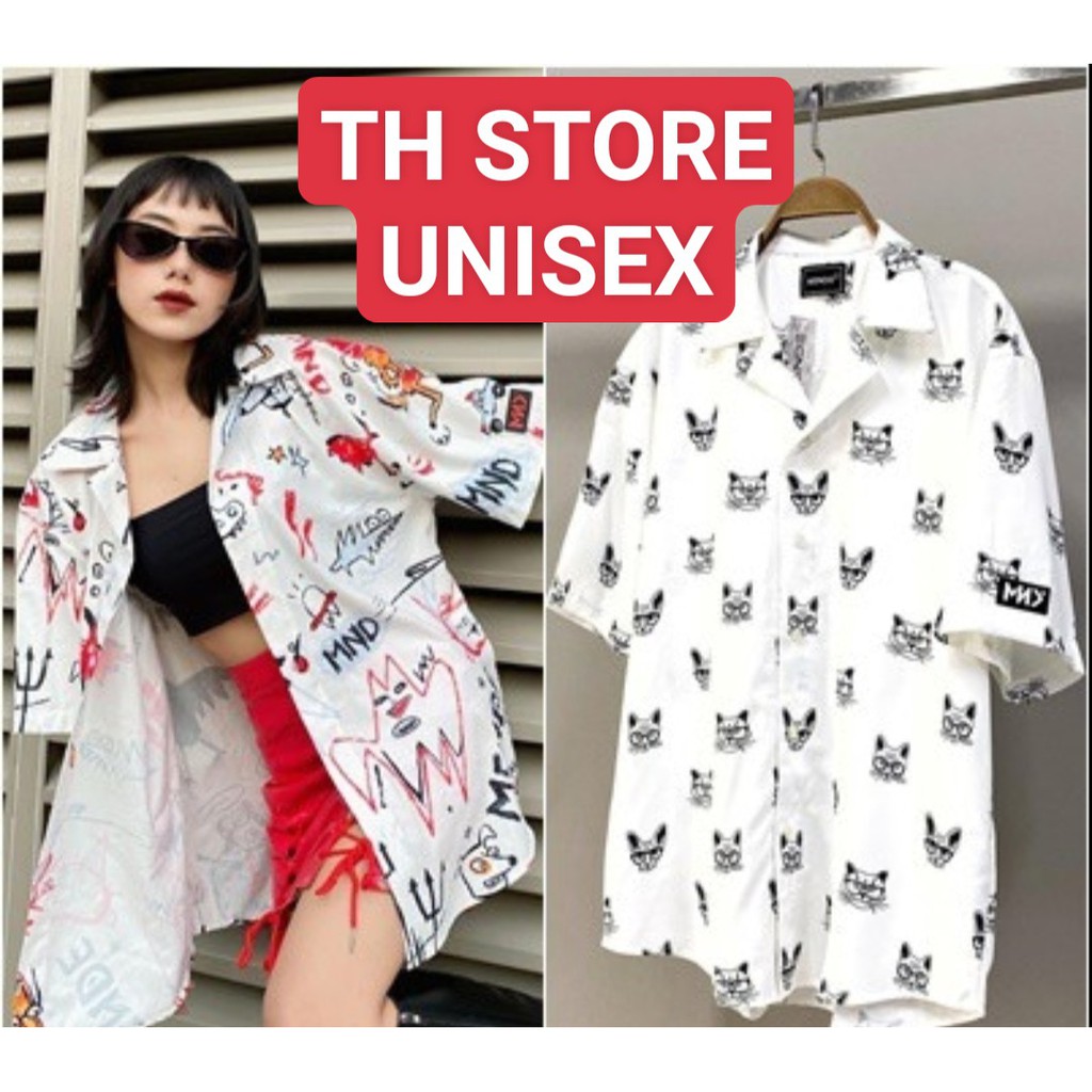 [CLIP THẬT] Áo sơ mi tay ngắn họa tiết THE CAT + CARTOON mende Fulltag tay lỡ, FORM UNISEX | BigBuy360 - bigbuy360.vn
