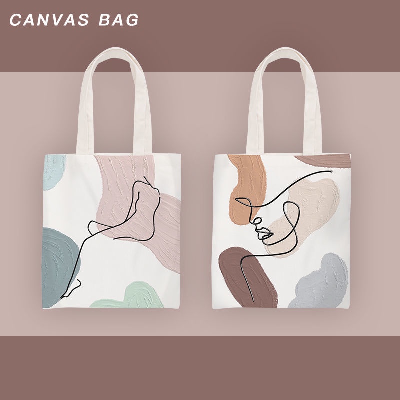 Túi xách canvas họa tiết trừu tượng đơn giản