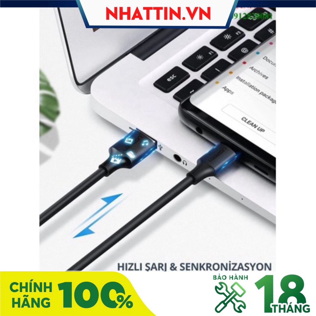 Cáp sạc, dữ liệu USB Type-A 2.0 sang USB Type-C dài 3M Ugreen 60826 cao cấp - Phân Phối Chính Hãng
