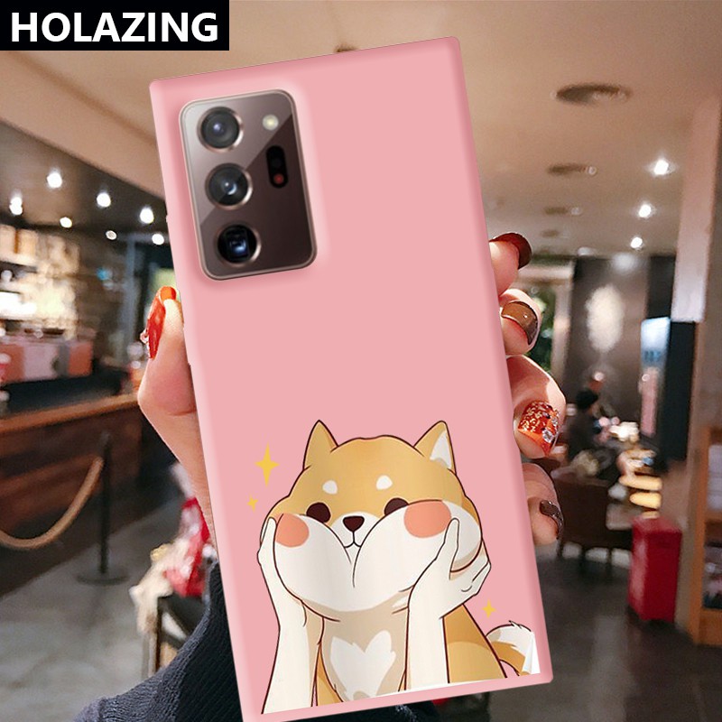 Samsung Galaxy S21 Ultra S8 Plus S10E S10 5G Note 20 10 Plus 9 8 Candy Color Phone Cases Cute Shiba Inu Soft Silicone Cover