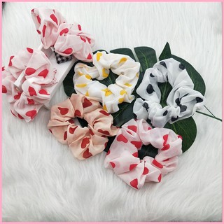 Cột tóc vải SCRUNCHIES trái tim tình yêu phong cách Hàn Quốc hot trend 2021