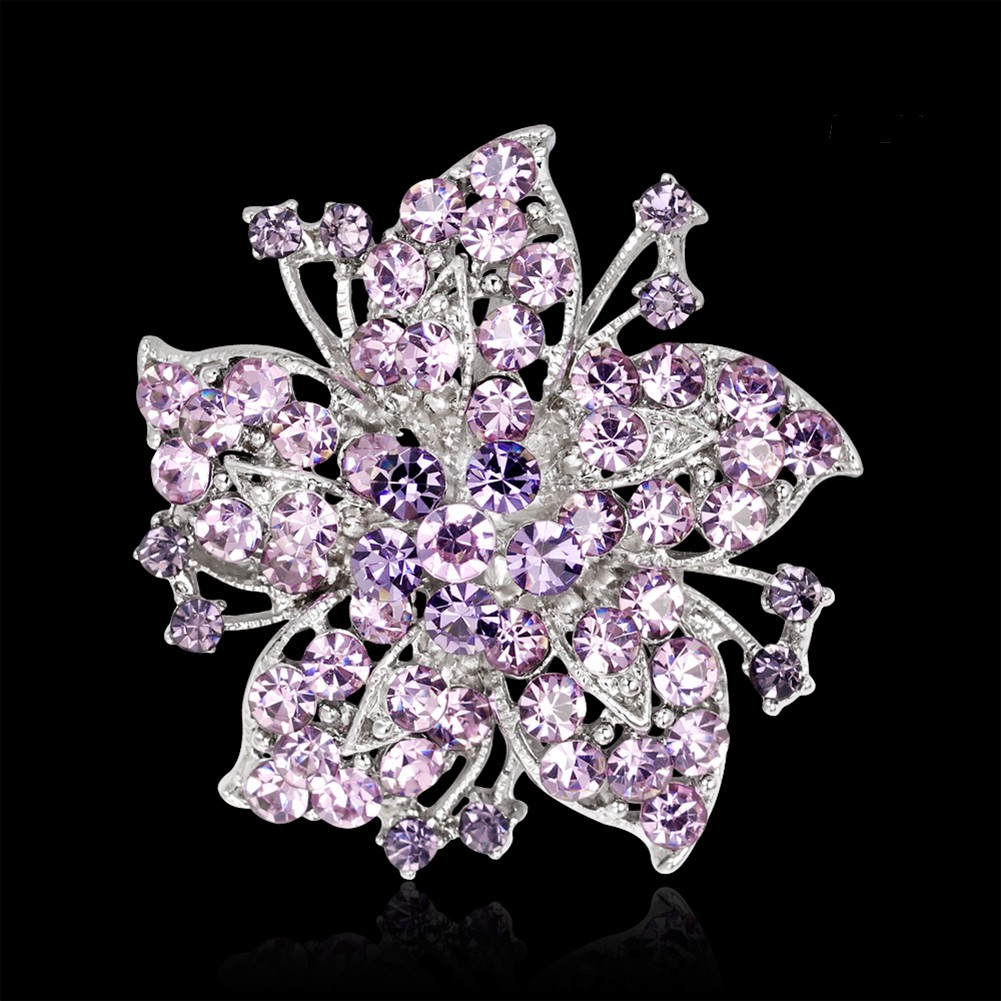 Trâm cài áo hình bông hoa đính đá phong cách thời trang cho phái nữ