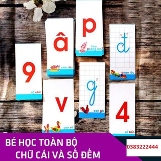 Bộ 44 Thẻ Chữ Cái, Số Đếm, dấu cho bé kt: 16cm*9cm